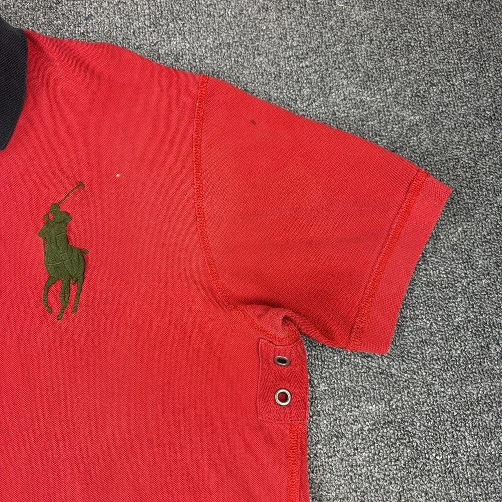 POLO by Ralph Lauren Big Pony‎ Snap Button Rugby Polo Shirt Size XL Red Vented